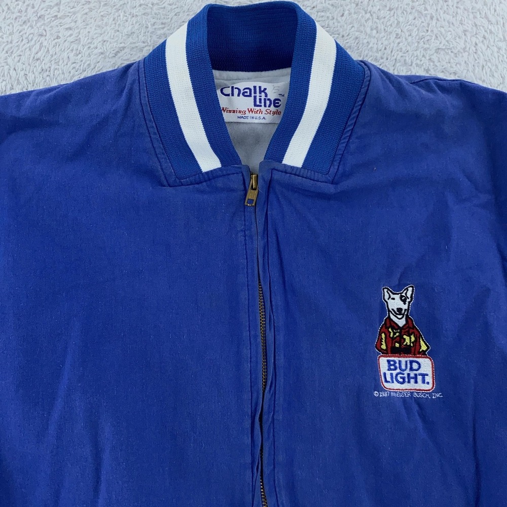 Vintage 80s Bud Light Spuds MacKenzie Chalk Line Bomber Jacket Mens S/M